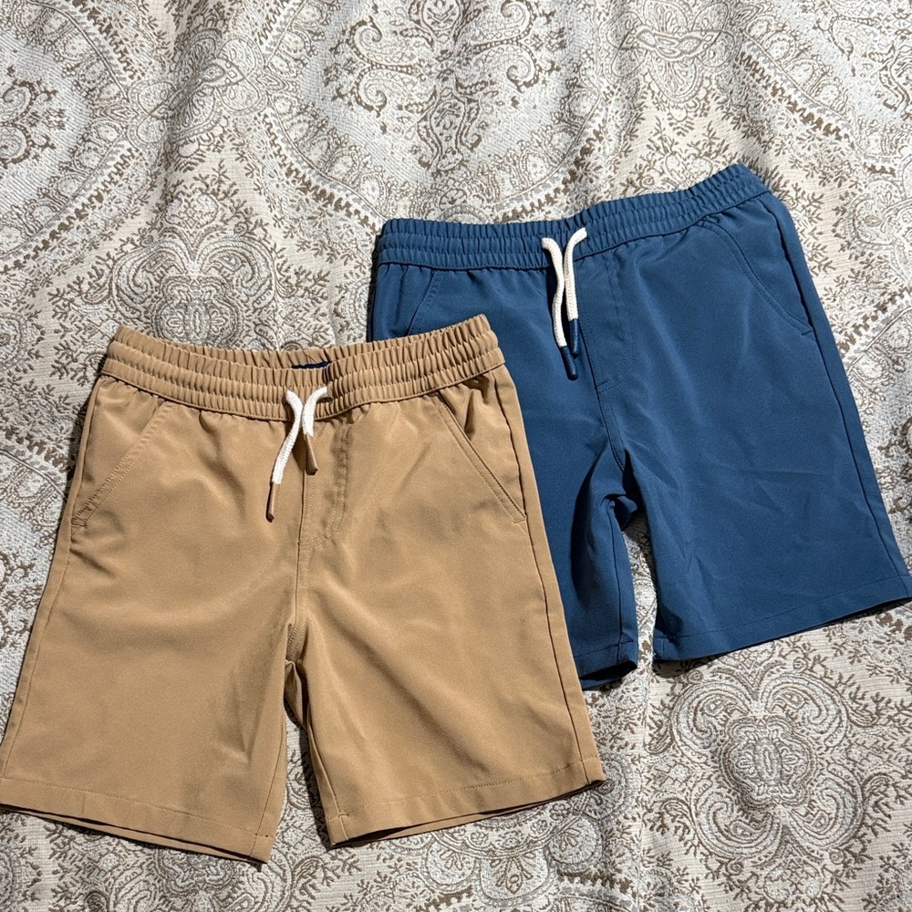 Andy & Evan Boys' Drawstring Shorts in Tan and Blue